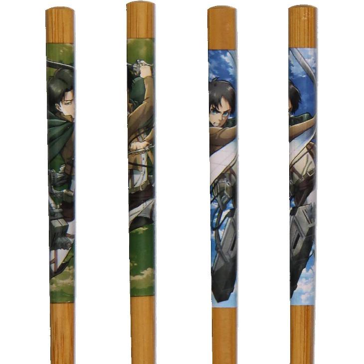 Attack On Titans Bamboo 2 Pairs Collectible Anime Chopsticks 8.85 Inches Long Gift Set