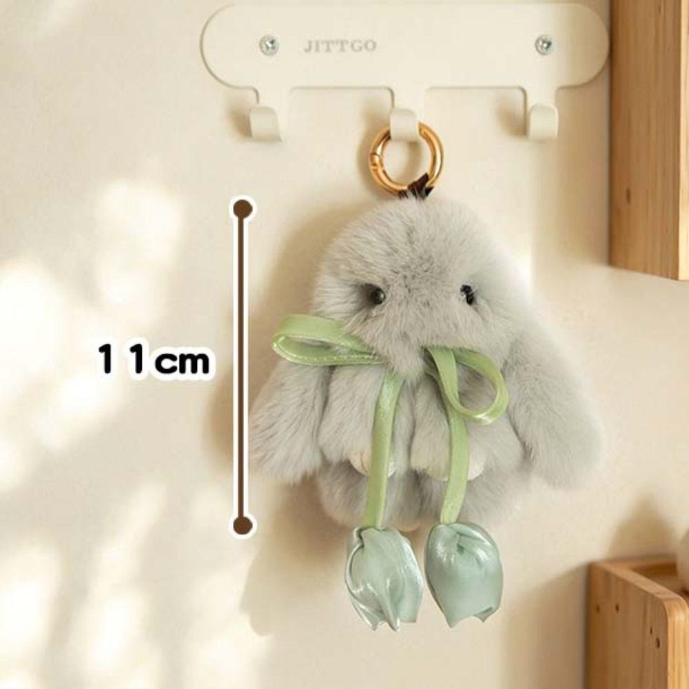 Cute Tulip Rabbit Keychain Soft Cartoon Bunny Keyring Fashione Plush Doll Pendant Gift