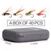 40pcs Simulation Fly Shape Fishing Hooks With Box Fast Sinking Artificial Insect Fishing Tackle