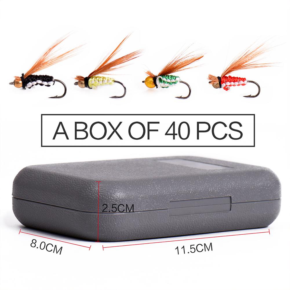 40pcs Simulation Fly Shape Fishing Hooks With Box Fast Sinking Artificial Insect Fishing Tackle
