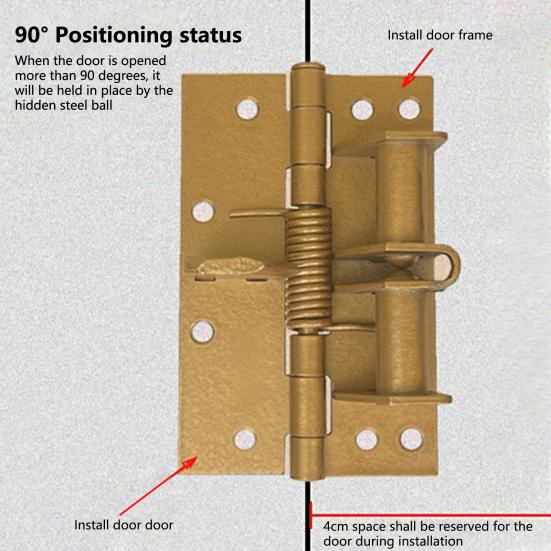 1 комплект, 4 дюйма, автоматический дверной шарнир, позиционирование на 90 градусов, универсальный, многофункциональный, сверхмощный, самозакрывающийся, деревянный дверной доводчик