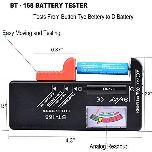 Тестер батареи – Тестер батареи для батареек AAA, AA, C, D, 1,5 В, 9 В и маленьких батареек, тестер уровня саморазряда 31