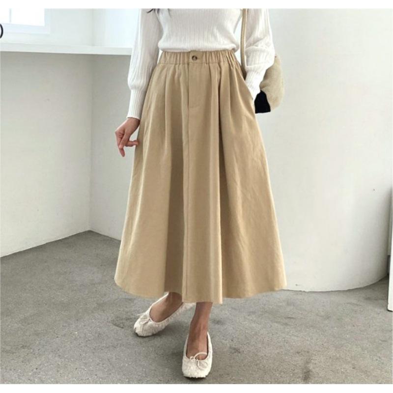 Весенне-осенняя женская юбка, юбка средней длины, свободная и тонкая женская полуюбка большого размера, индивидуальная полуюбка