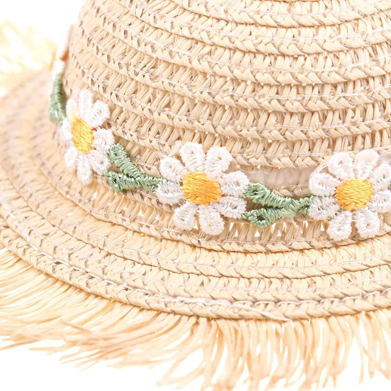 Dollhouse Handmade Daisy Hat Sun Cap For 1/6 Doll Accessories Doll Cute Hat With Bow Decoration Doll Hat Children'S Toy Gift