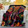 Elephant Flowers Outdoor Flannel Blankets, Outdoor travel, Home Blankets, Fan Gifts,Suitable for All Seasons, Christmas Gifts. R1127077
