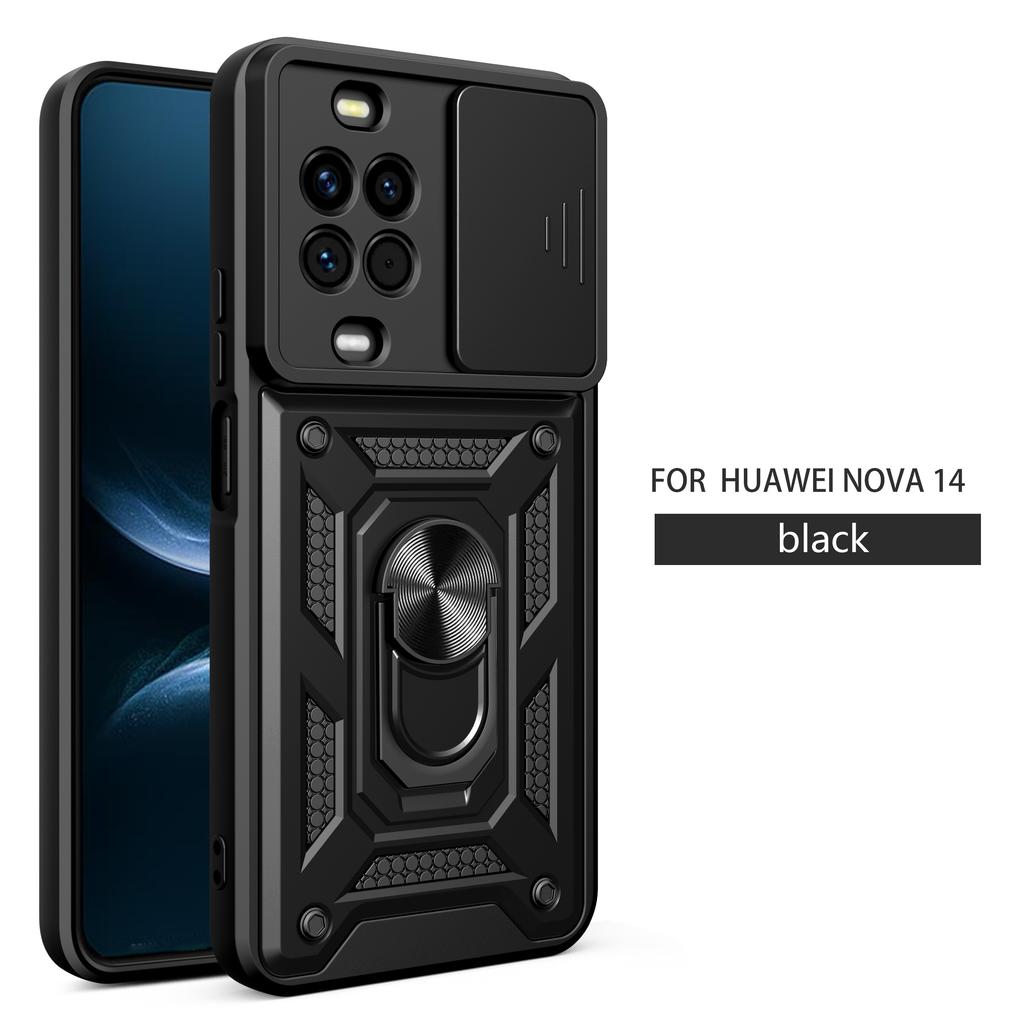 Чехол для Huawei nova 14 Pro Чехол для Huawei nova 14 Крышка Nova14pro Магнитное кольцо-держатель Бронированный чехол для телефона Защита камеры сдвижной задней крышкой