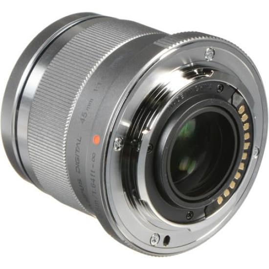 Объектив OLYMPUS Single Focus DIGITAL 45 мм серебристый M.ZUIKO F1.8
