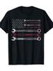 Mens Patriotic Mechanic Flag American Car Repairman Gift USA Flag T-Shirt - 220g