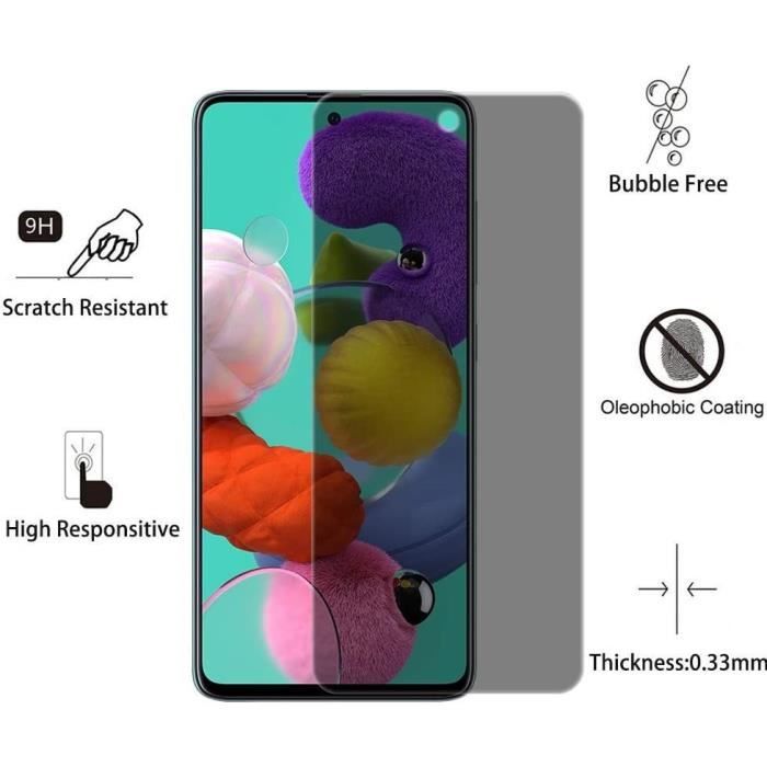 Verre Trempe pour Samsung A51 [Pack 2] Film Noir Anti Espion Vitre Protection Ecran Phonillico®
