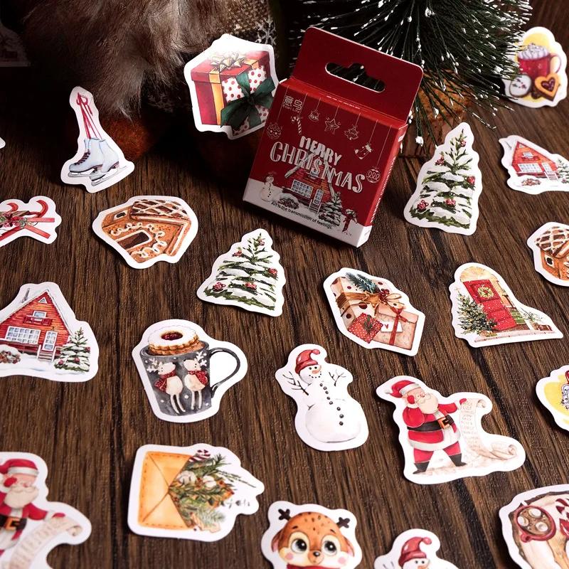 46pcs Merry Christmas Sticker Pack DIY Decorative Stationery Album Diary Cup Notebook Mobile Phone Toy Scrapbook