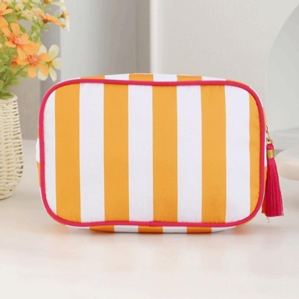 Large Capacity Portable Cosmetic Bag Large Striped Makeup Bag Portable Pouch Girls