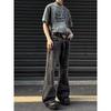 High Street Denim Pants For Men, Retro Distressed, Loose Straight Leg Pants, Wide Leg Sports Pants, Trendy
