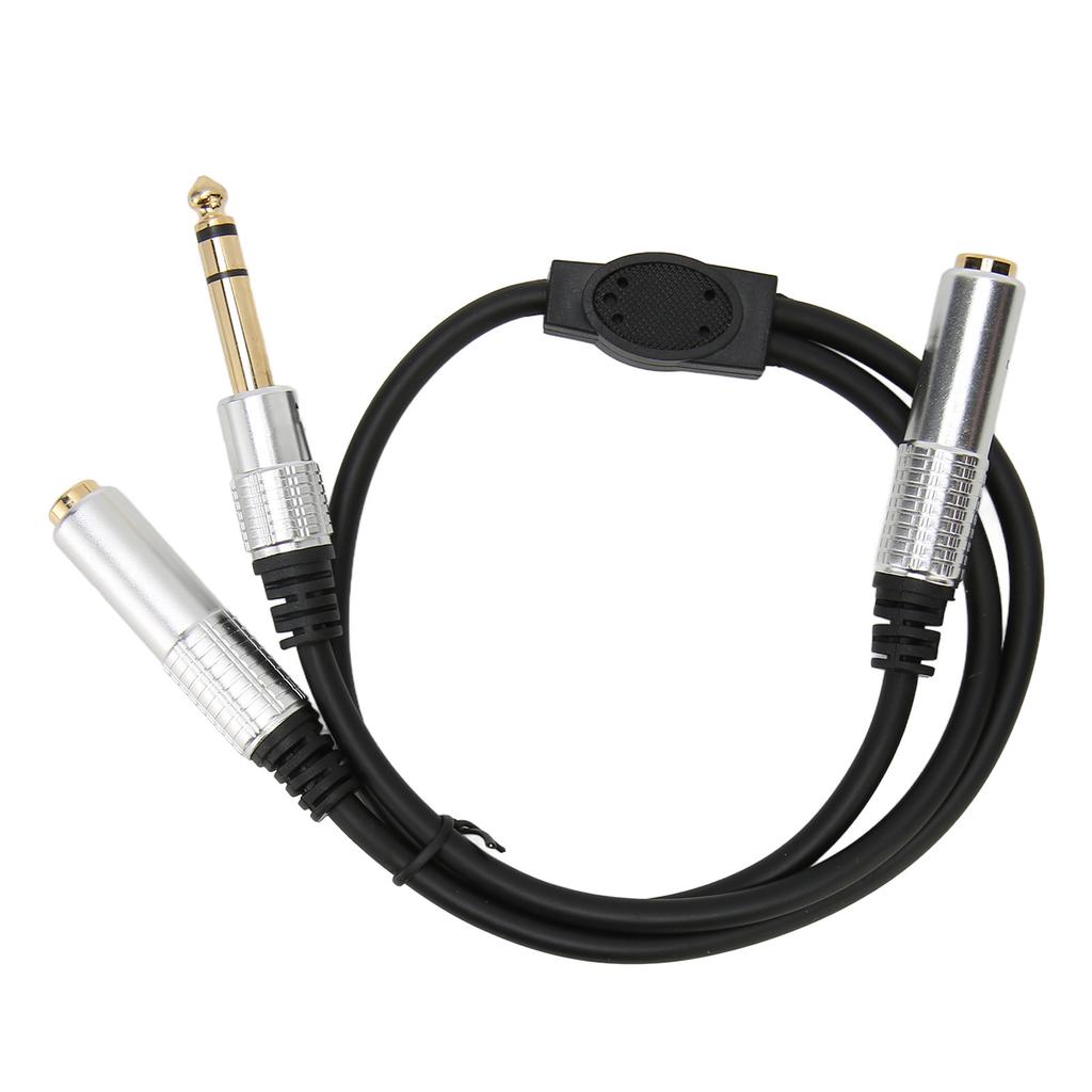 6.35mm To Dual 6.35mm Y Splitter Cable Professional 14 Inch Stereo Cable for Amplifier Microphone