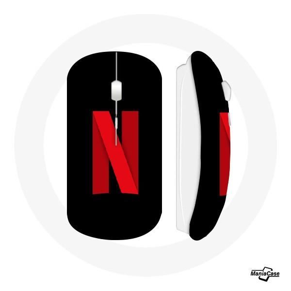 Souris sans fil - Netflix - Logo rouge - Compatible Mac et PC - USB wifi - Noir