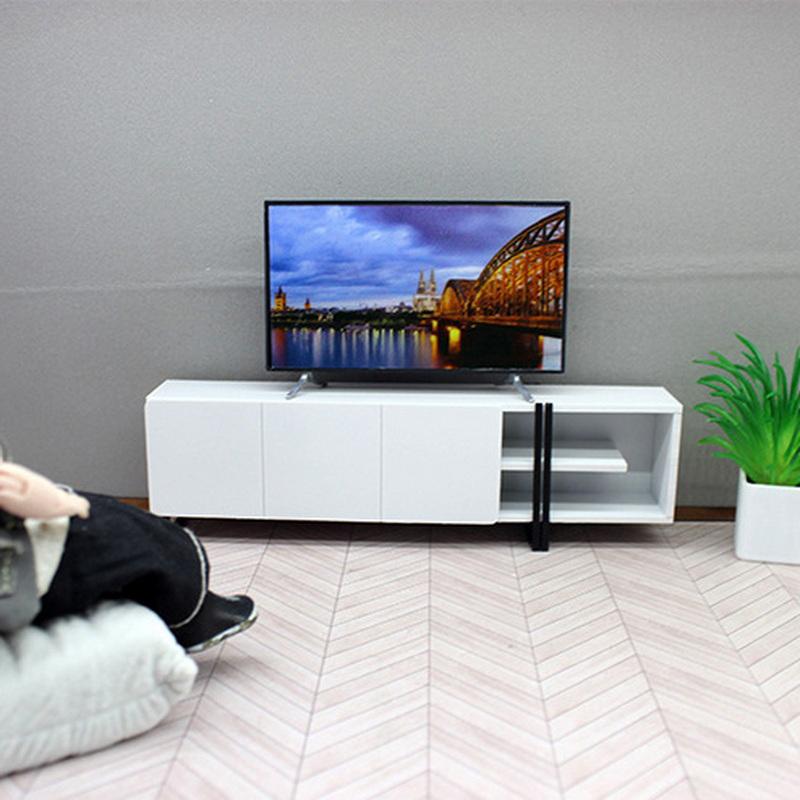 1:12 Кукольный Дом Телевизор Имитация Телевизора Мини Телевизор С Подставкой Базовая Модель Миниатюрная Мебель Кукольный Домик Гостиная Украшения