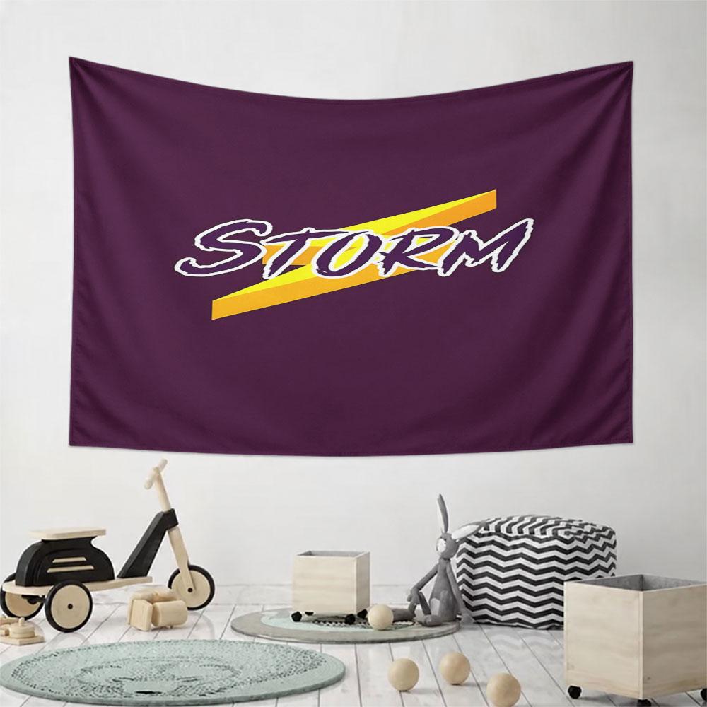 Bold 'STORM' with Lightning Bolt Design Pattern Wall Hanging Tapestry Decorative Tapestry Home Decor for Bedroom and Living Room