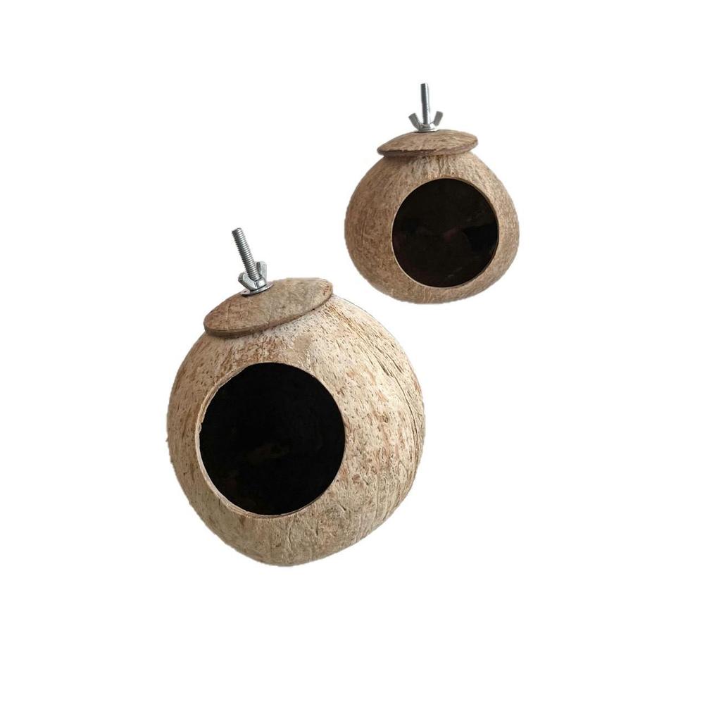 Coconut Shell Parrot Nest: Woven Bird Nest for Cockatiels & Budgies - Toy Supplies