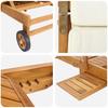 Sun Lounger with Cushion Solid Teak Wood Brown and Cream