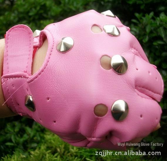 Children's White Fingerless Leather Gloves - Half Finger, Toddler Stage Performance and Dance Gloves