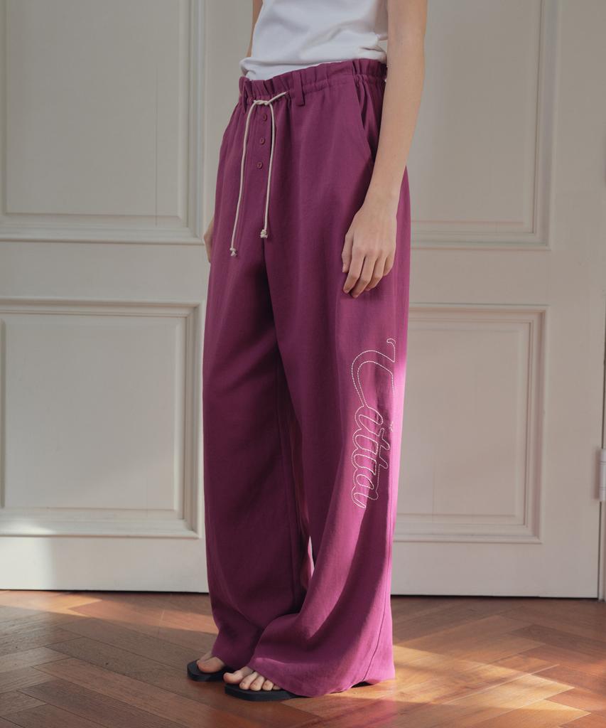 CITTA Signature Logo Linen Wide Pants_Ctb574(Purple)