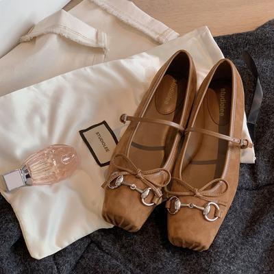 Версия из овчины~ Туфли Мэри Джейн универсальные с французским бантом «свиной пятачок» на плоской подошве из натуральной кожи, женские