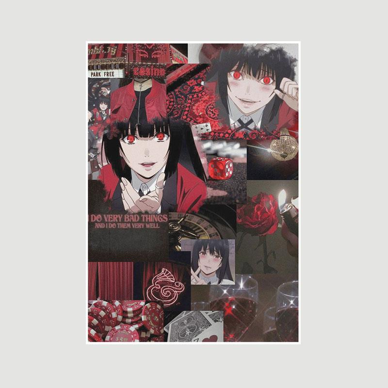 Винтажная белая бумага Kakegurui Плакаты Японское аниме Ретро-постеры и принты Художественная живопись Домашнее украшение Фреска Спальня Кафе Декор