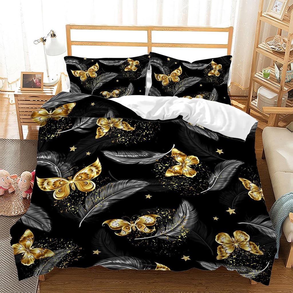 Beautiful Butterfly Duvet Cover Set Twin King Size,Butterfly Floral Print Bedding Set For Girls Women,Boho Style Comforter Cover