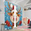 2pcs,2D plane printing Curtains&Window Treatment Cute Reindeer Christmas Versatile 100% Polyester (without rod) Outdoor