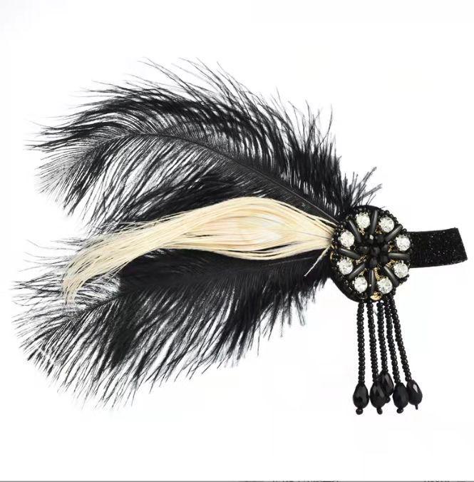 Повязка на голову с кисточками и перьями в стиле 1920-х годов для вечеринок и собраний
