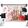 Kate 2.2x1.5m Shichi-Go-San Backdrop with Cherry Blossoms, Carp Streamers, and Japanese Umbrellas, Customizable for Photography and Studio Photography