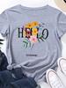 Hello Sunshine Flower Print Women T Shirt Short Sleeve O Neck Loose Women Tshirt Ladies Tee Shirt Tops Clothes Camisetas Mujer
