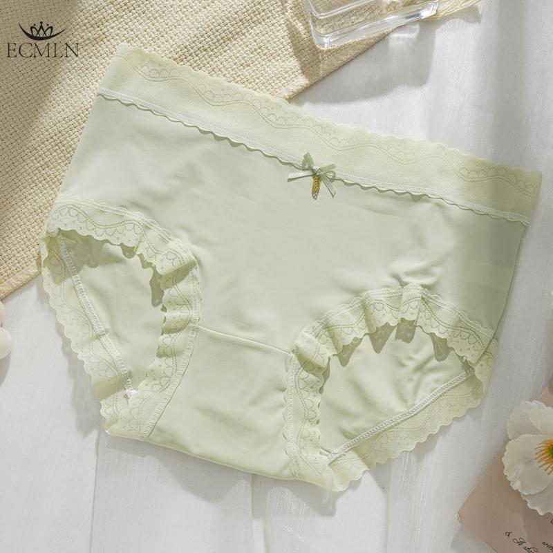 Ice Silk Panties for Women New Bow Seamless Mid-waist Underwear Summer Thin Breathable Pure Cotton Crotch Sexy Briefs