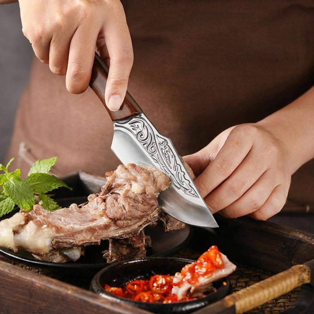 Универсальный нож для нарезки мяса, фруктов, разделки, мясницкий нож, шеф-повар, кухонный тесак, ручная работа, деревянная ручка