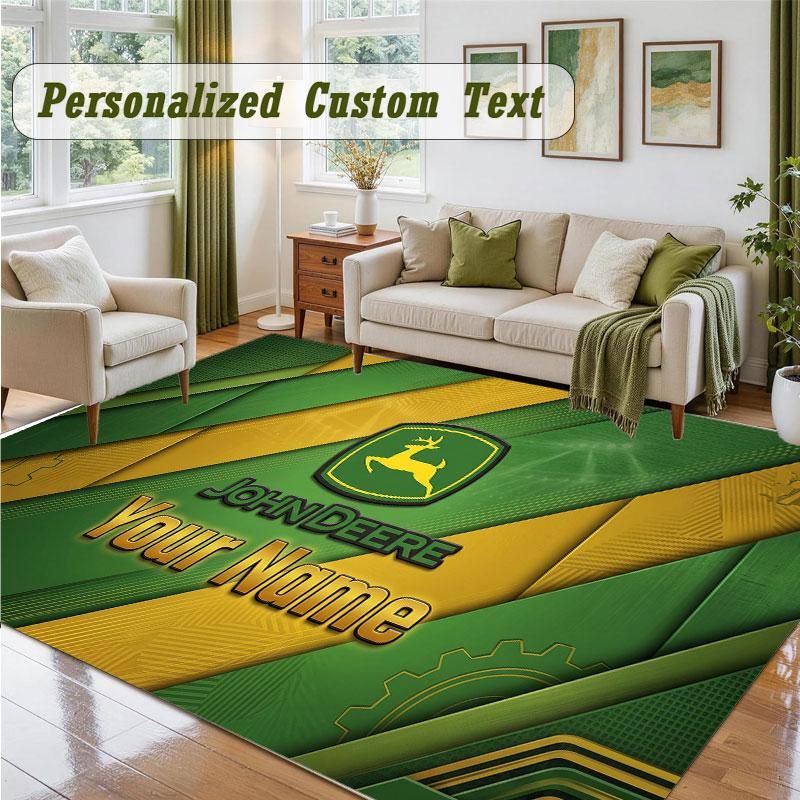 Crystal Velvet Square Rug Custom NameJohn Deere Pattern Non Slip Home Floor Decor Rug