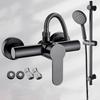 Single Handle Matte Black Wall Install Rain Shower System Stainless Steel Bathroom Shower Faucet Mixer