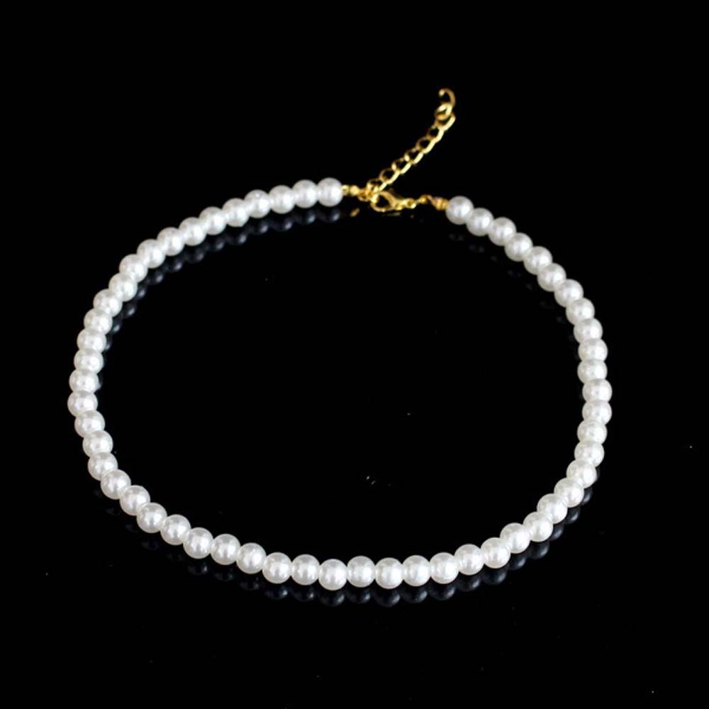 Круглый массивный чокер из белого жемчуга, чокеры из жемчуга, цепочки для ключиц, корейский стиль, женские ожерелья AVE