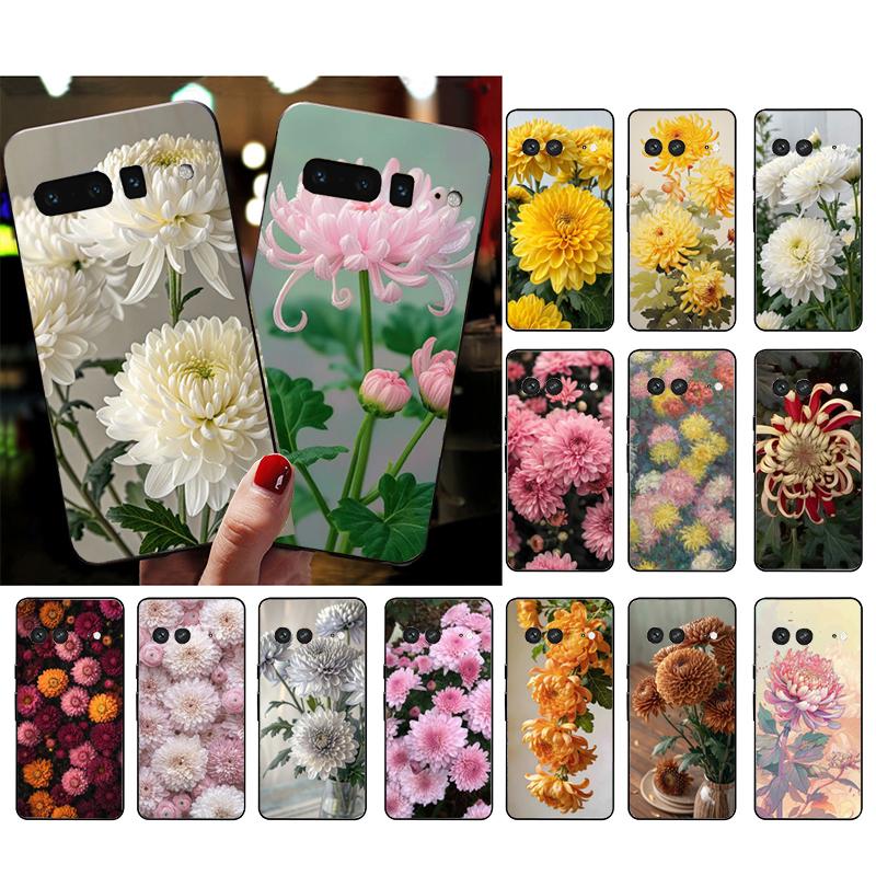 For Google Pixel 10 9 Pro XL Silicone Phone Soft Case For Google Pixel 9A 8A 7A 6A 5 Cover Shell chrysanthemum