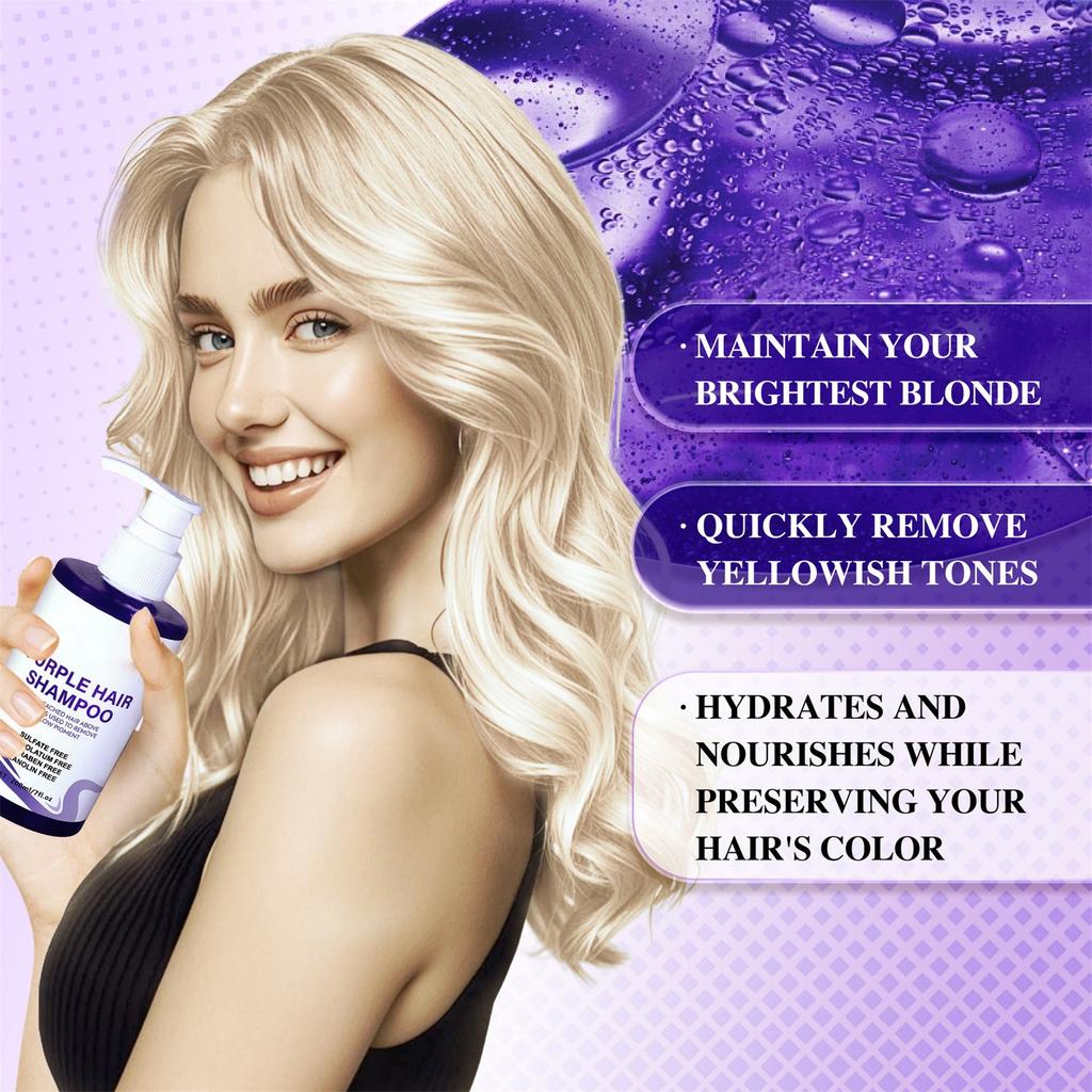 Фиолетовый шампунь Питательный смягчающий уход для волос Глубокоочищающий шампунь для обесцвеченных волос