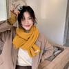 Сладкий вязаный шарф для женщин однотонный в стиле колледжа теплый шарф