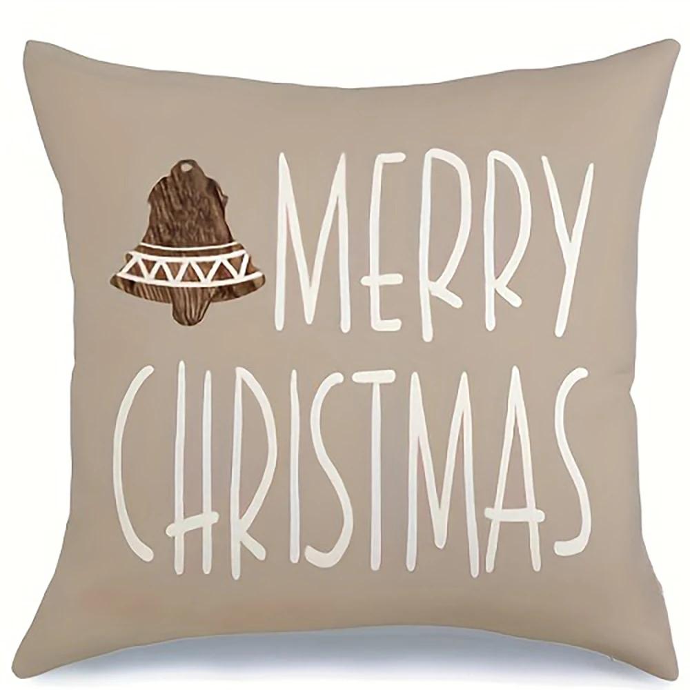 Christmas Decoration Pillow Cover Christmas Gingerbread Tree Pattern Living Room Sofa Cushion Cover Home Farmhouse Decoration