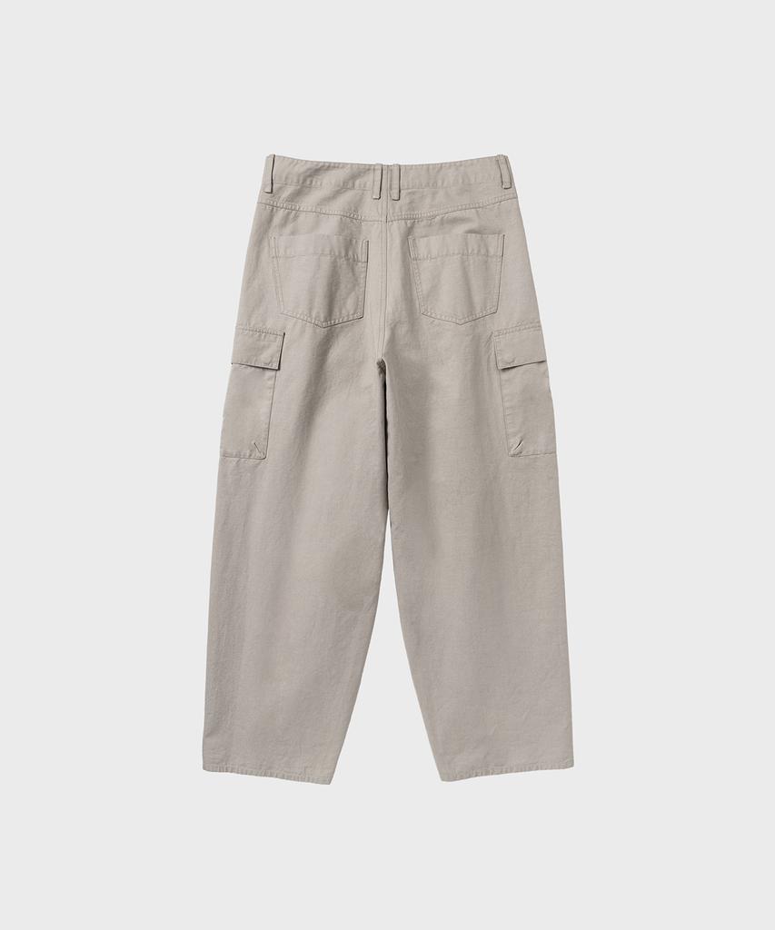 NONBLANK Washed Wide Curved Cargo Pants_Beige