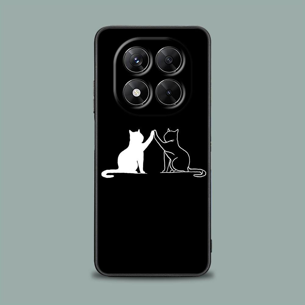 Чехол для телефона для Xiaomi Redmi 15C 14C 12C 13C Redmi Note 15 14 13 12 11 10 Pro Plus 5G 12S Силиконовая крышка Забавный Милый Кот Линейный Рисунок