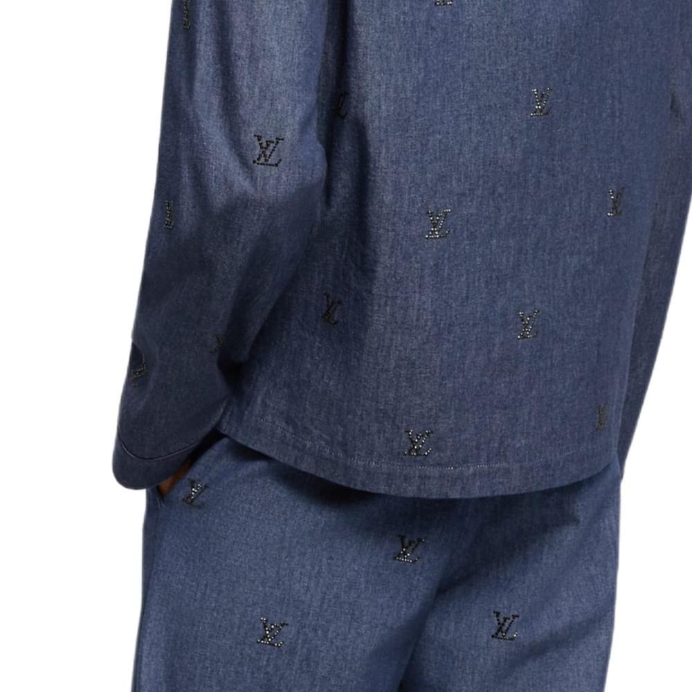 LOUIS VUITTON Lv Blason Embellished Denim Pajama Shirt 1AGJMC