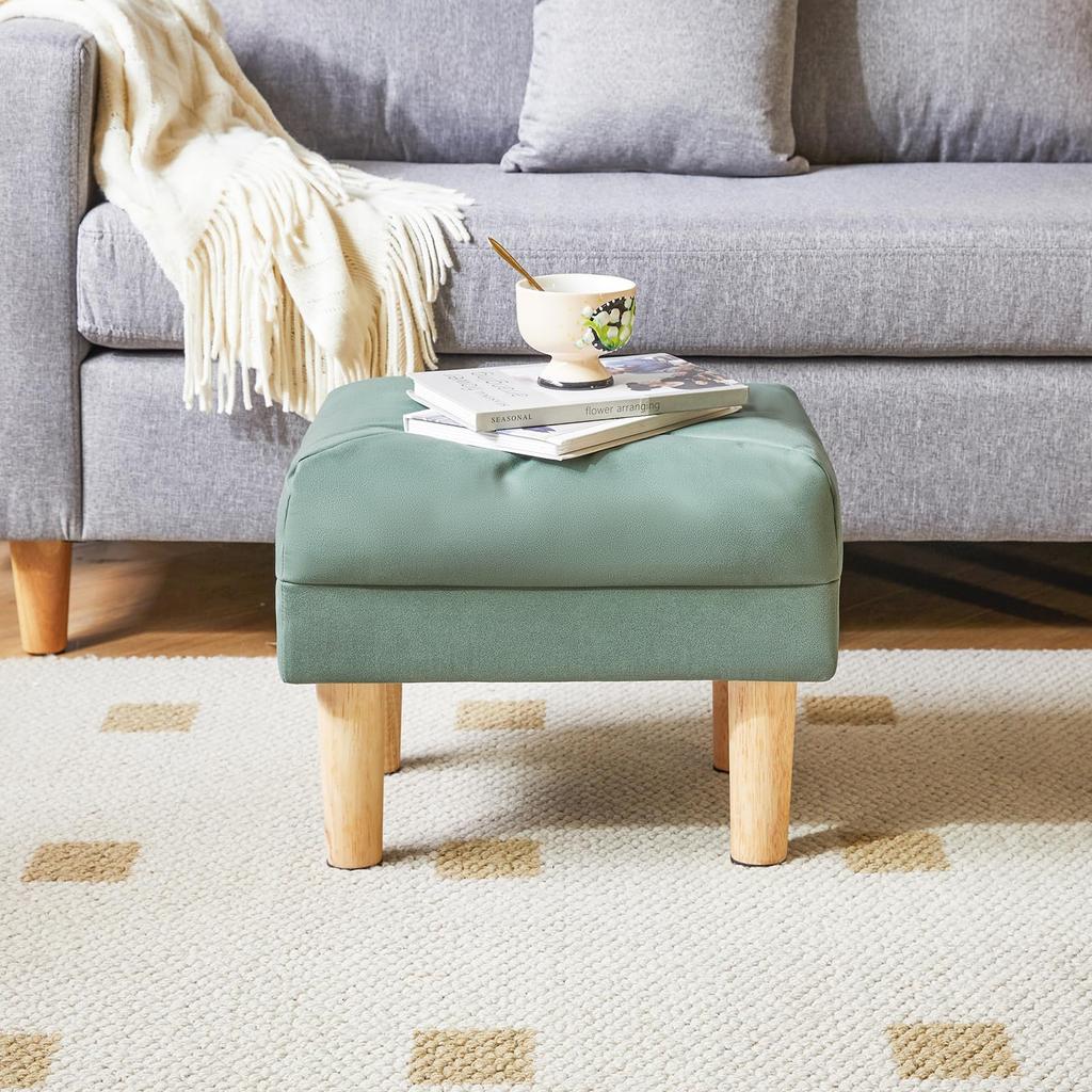 YMYNY Маленький стул из технической ткани с мягкой губкой и деревянной обувной табуреткой для гостиной или зеленый пуфик, сиденье, подставка для ног, комната, спальня, прихожая,
