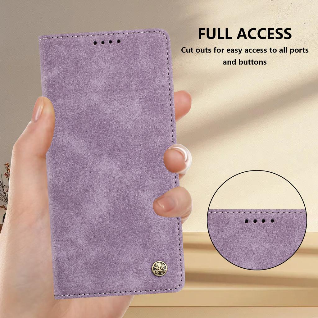 Suitable for Samsung S26 Ultra, skin-feel magnetic suction solid color leather case, S26Plus magnetic flip cover, S25FE protective case