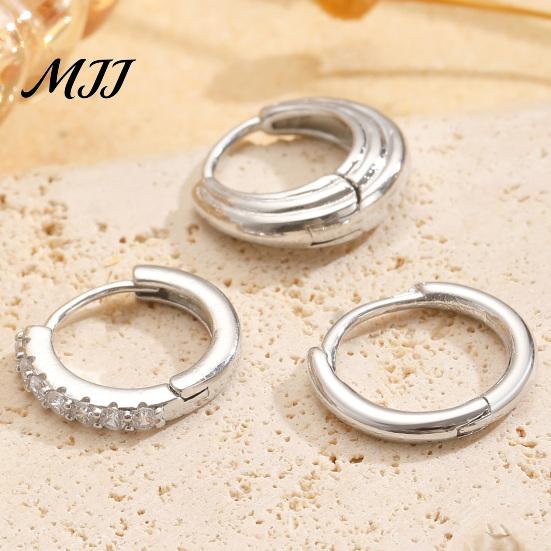 Серьги из сплава 3 шт. Круглые обручи Классическая мода с инкрустацией бриллиантами Пружинный замок Универсальные штабелируемые украшения для женщин