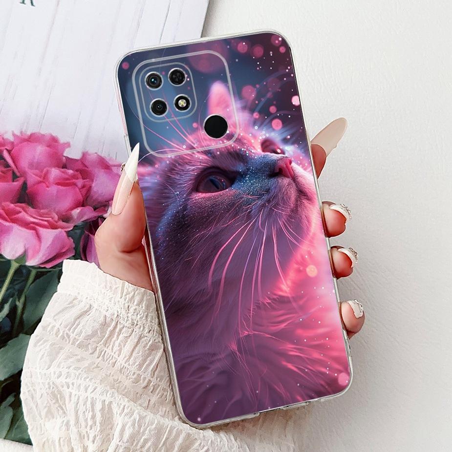 Чехол для Xiaomi Redmi 10C Милый кот Роскошная бабочка Расписная крышка 6,71'' Мягкий силиконовый чехол для Xiaomi Redmi 10C Redmi10C Fundas