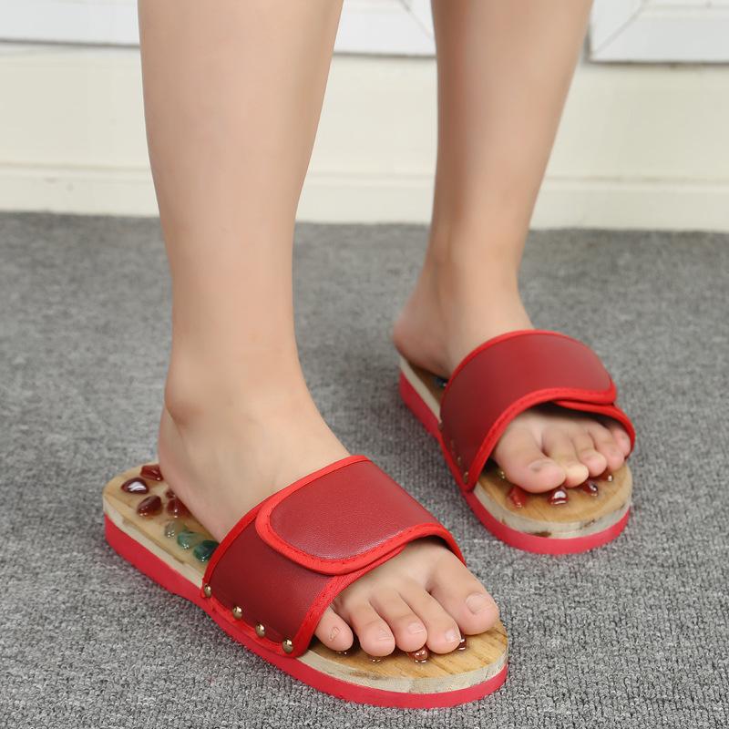 Модные тапочки для акупунктурного массажа для мужчин и женщин, сандалии для ног, китайская акупрессурная терапия, медицинский вращающийся массажер для ног, обувь унисекс