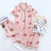 Cotton Pajamas Women's 3 Pcs Set Printed Fashion Pure Cotton Double-layer Gauze Shorts/Long Pants Sleepwear