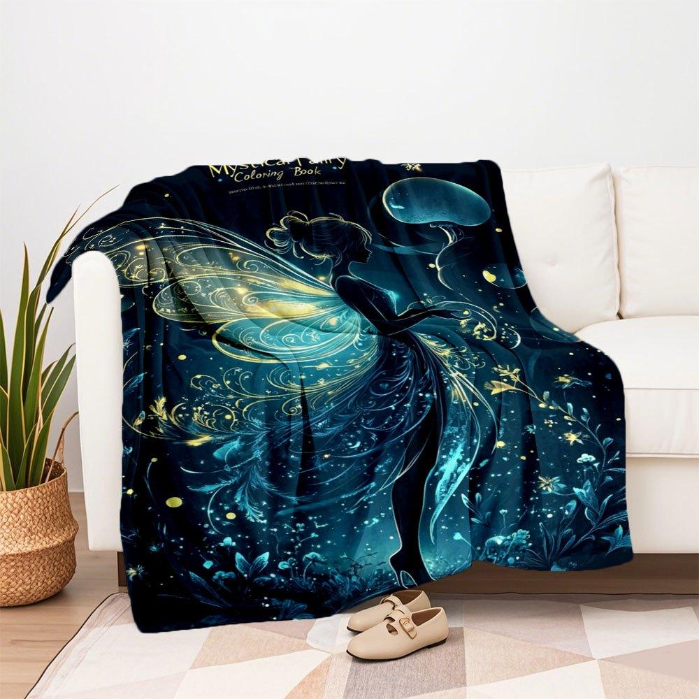 "Mystical Fairy Coloring Book: Unleash Your Creativity"Blanket Flannel Throw Blanket for Sofa, Bed, Travel, Camping, Office, Couch, Chair, A